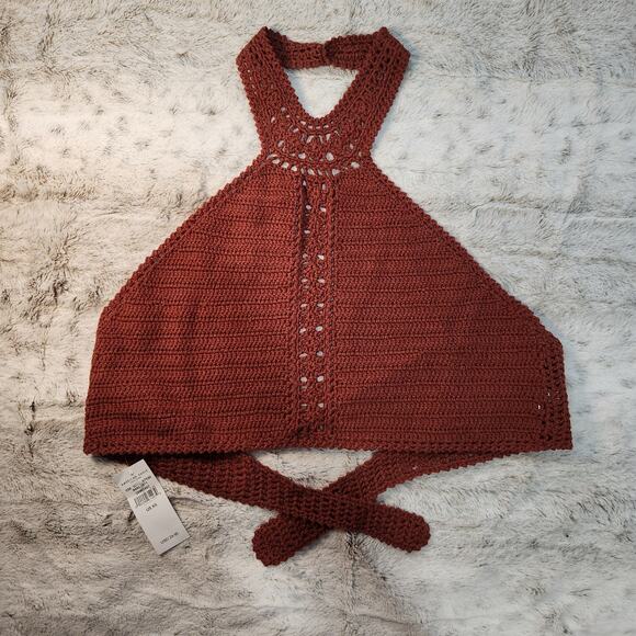 American Eagle Tops - NWT American Eagle crochet tie-back crop top size XS